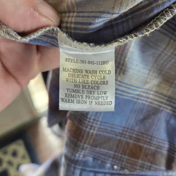 Roper Men's Blue And BrownPlaid Shirt With Pearl Snap Buttons Size XL - Picture 4 of 6